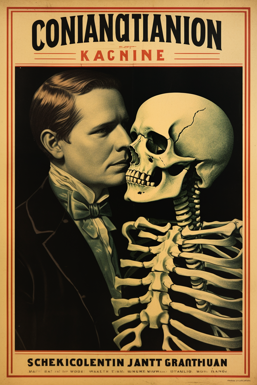 Vintage Conjoined Skeleton Poster