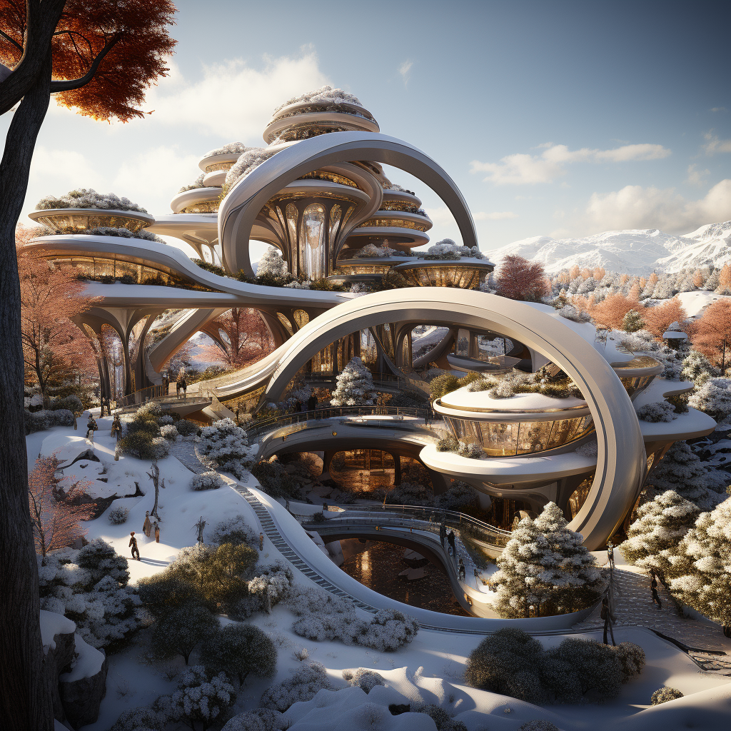 Sustainable and eco-friendly agricultural residences in winter forest