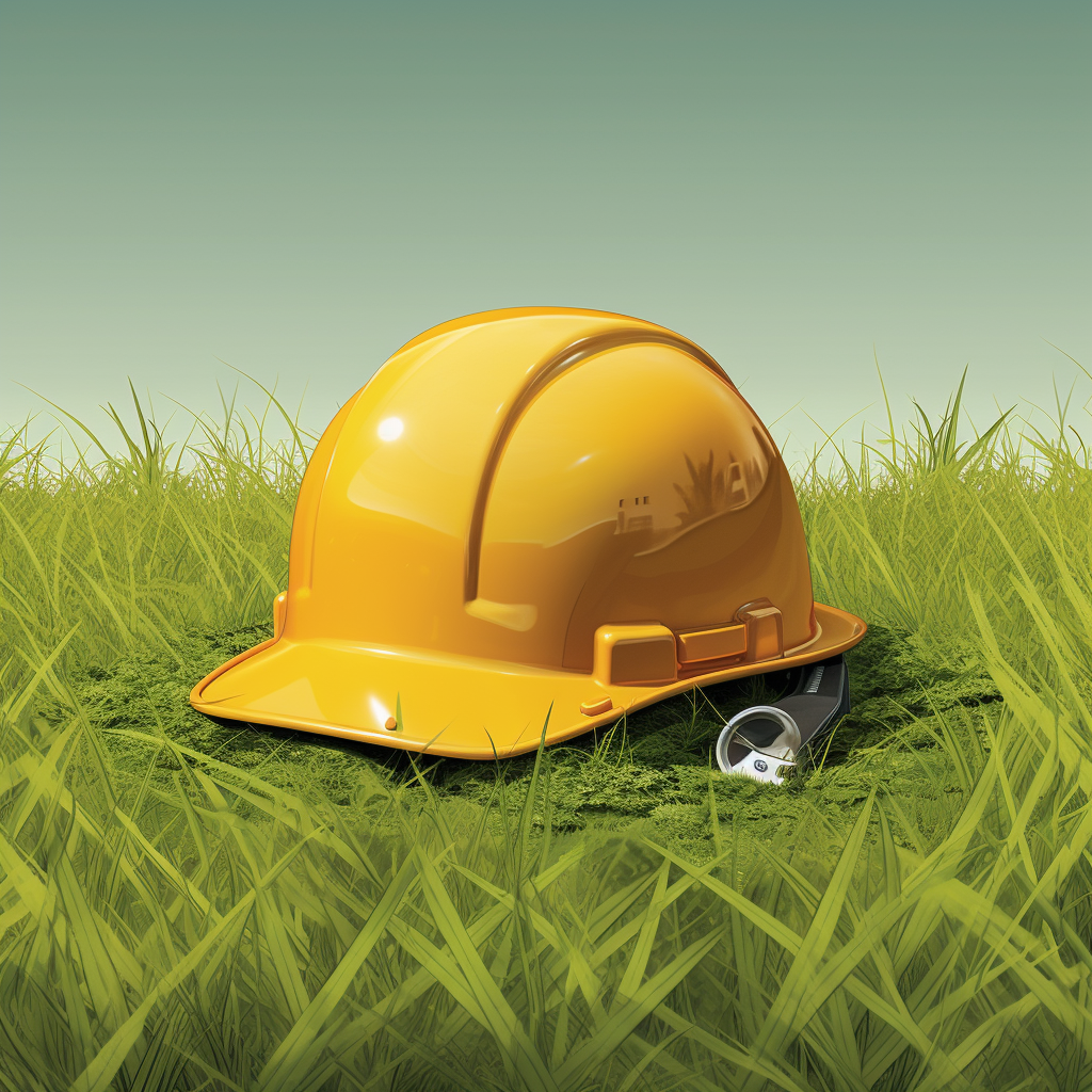 Construction helmet on grass