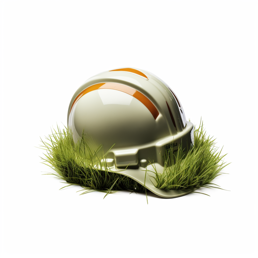 Construction helmet on grass