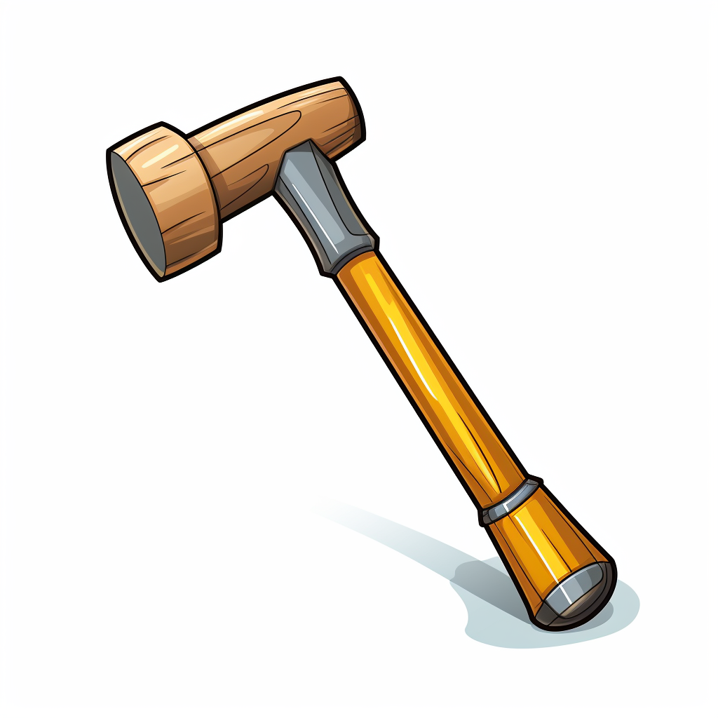 Cartoon construction hammer on white background