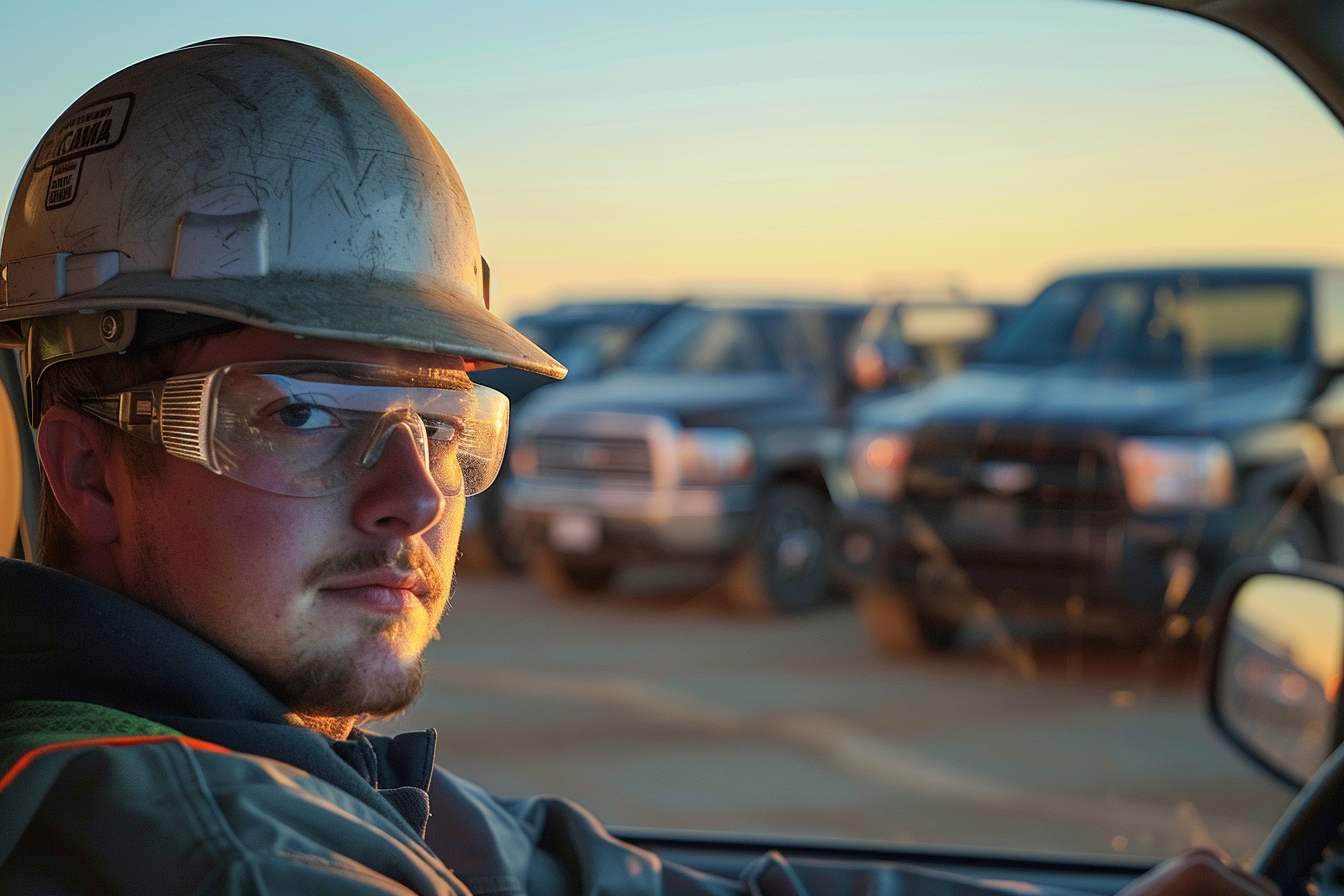 Construction Worker in Bentley on Dirt