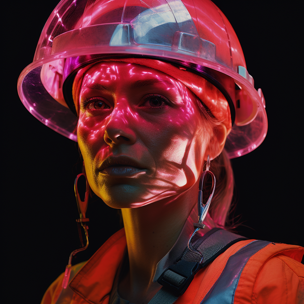 Close-up of Neon Construction Worker