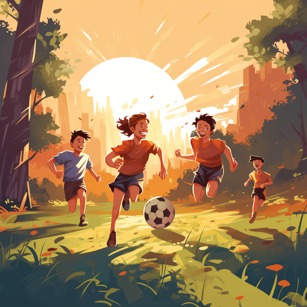 Group of Kids Playing Soccer