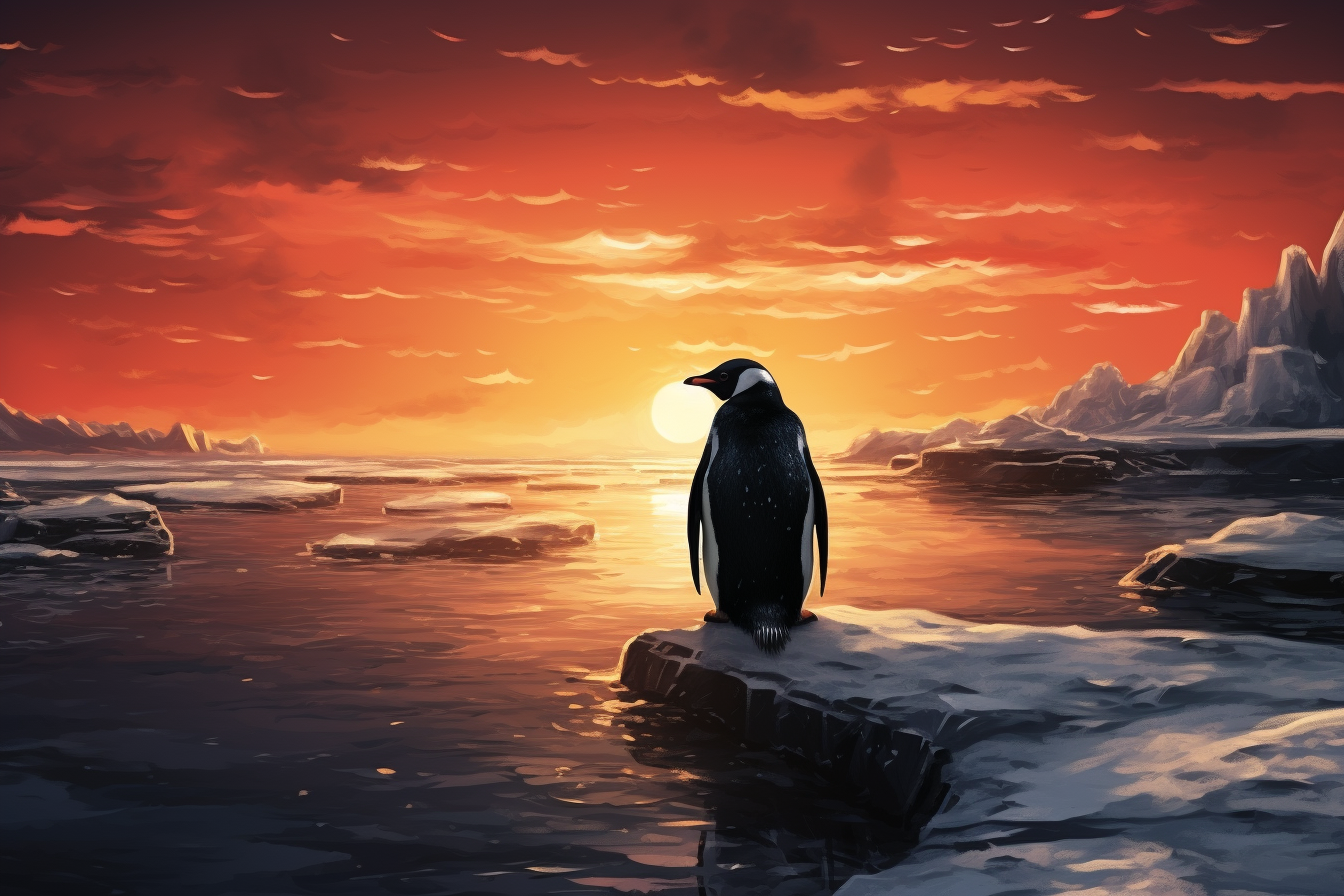 Contemplative penguin staring at the sea