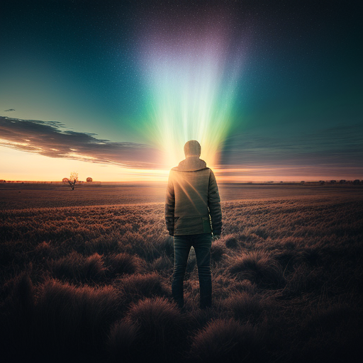 Thoughtful person in beautiful field