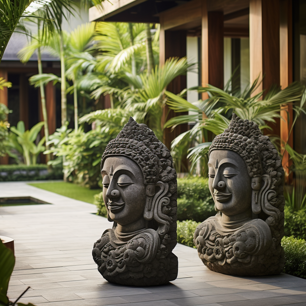 Contemporary Balinese Garden with Modern Sculptures