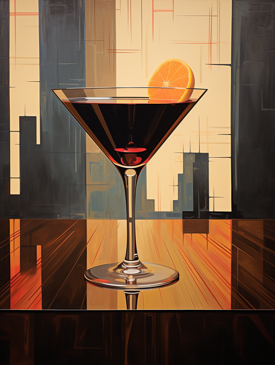 Cosmopolitan oil painting with neutral background