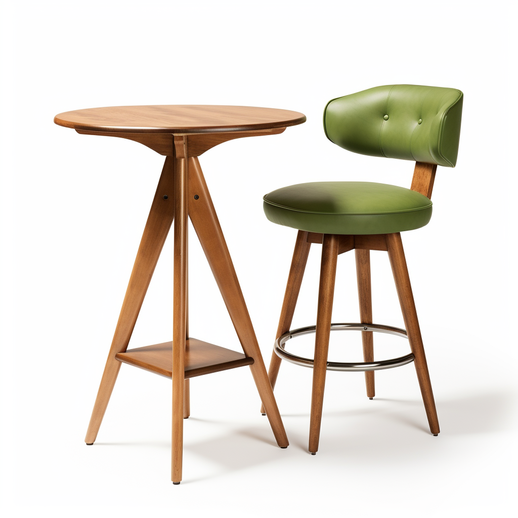 Modern green bar chair and wooden plane table