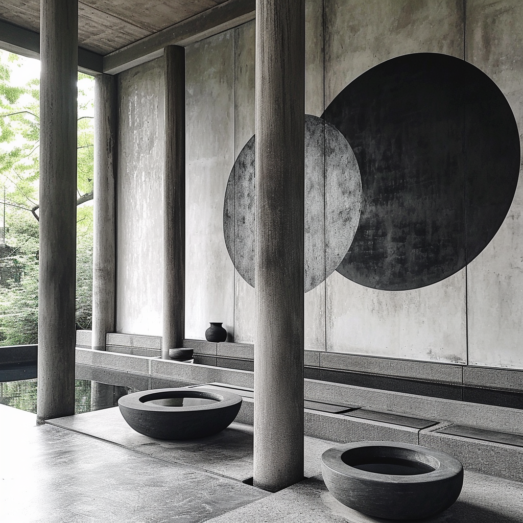 Minimal Japanese Shinto Temple with Kusama-inspired Wall Paint