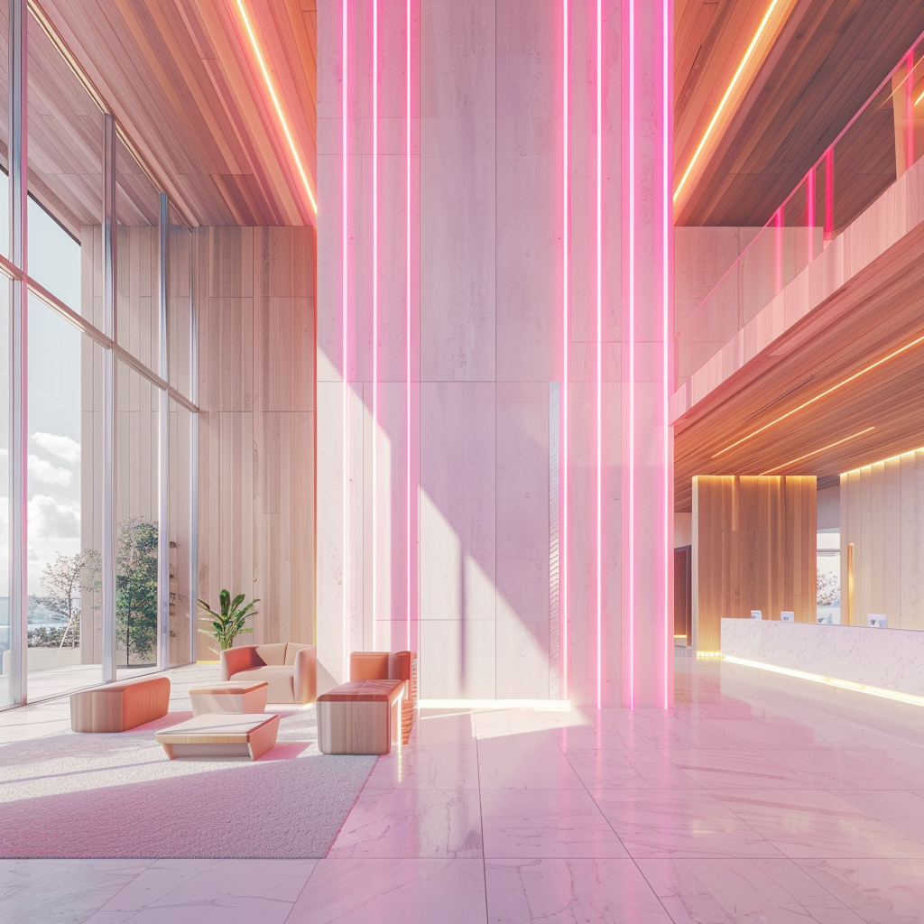 Contemporary Lobby Interior Rendering