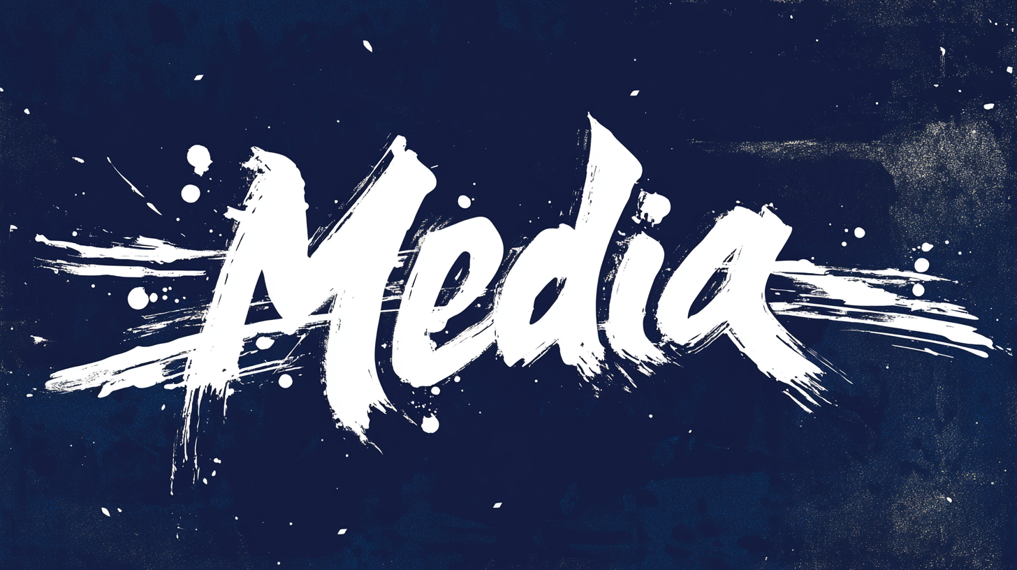 contemporary media logo brush script navy