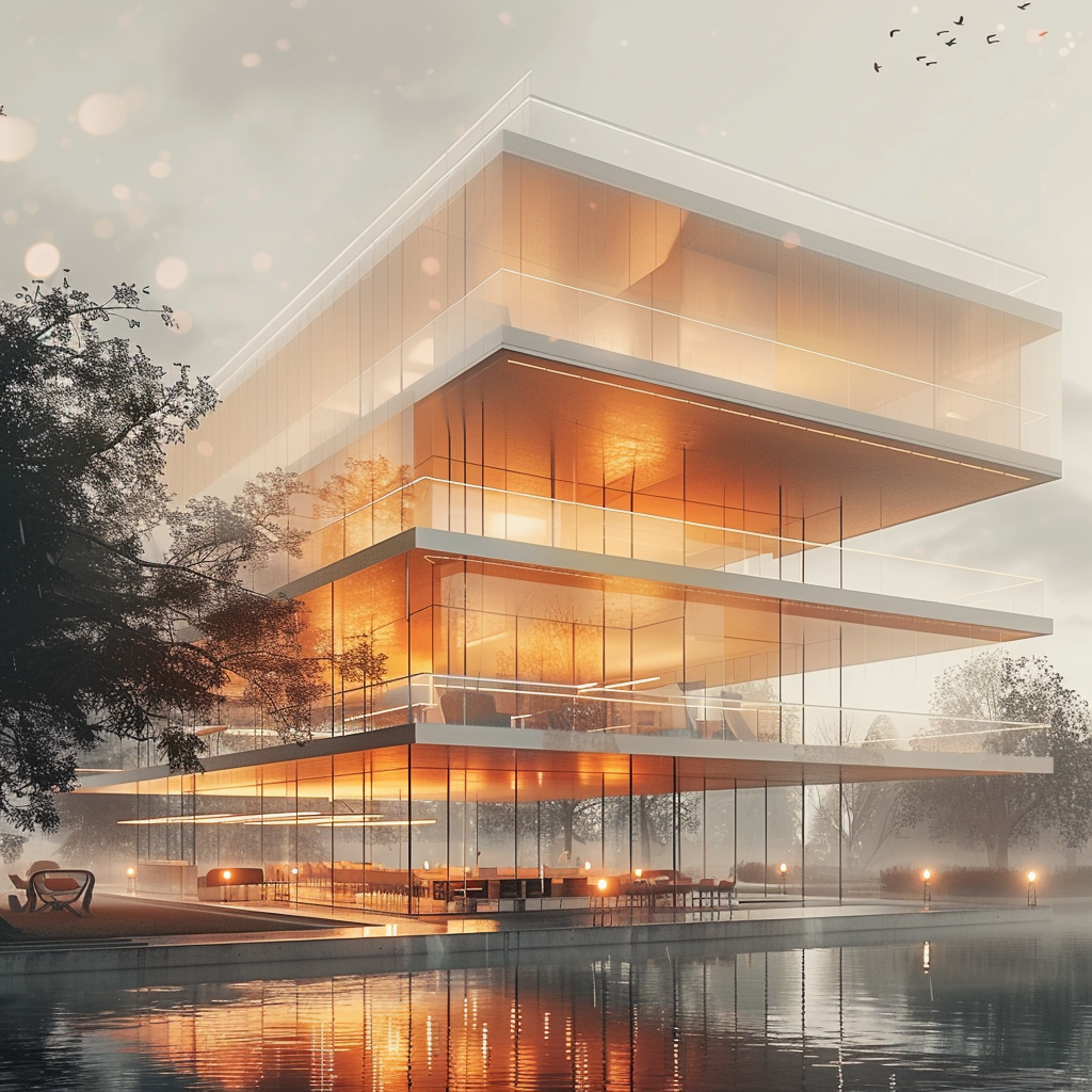 Dramatic Contemporary Minimalist Building Rendering