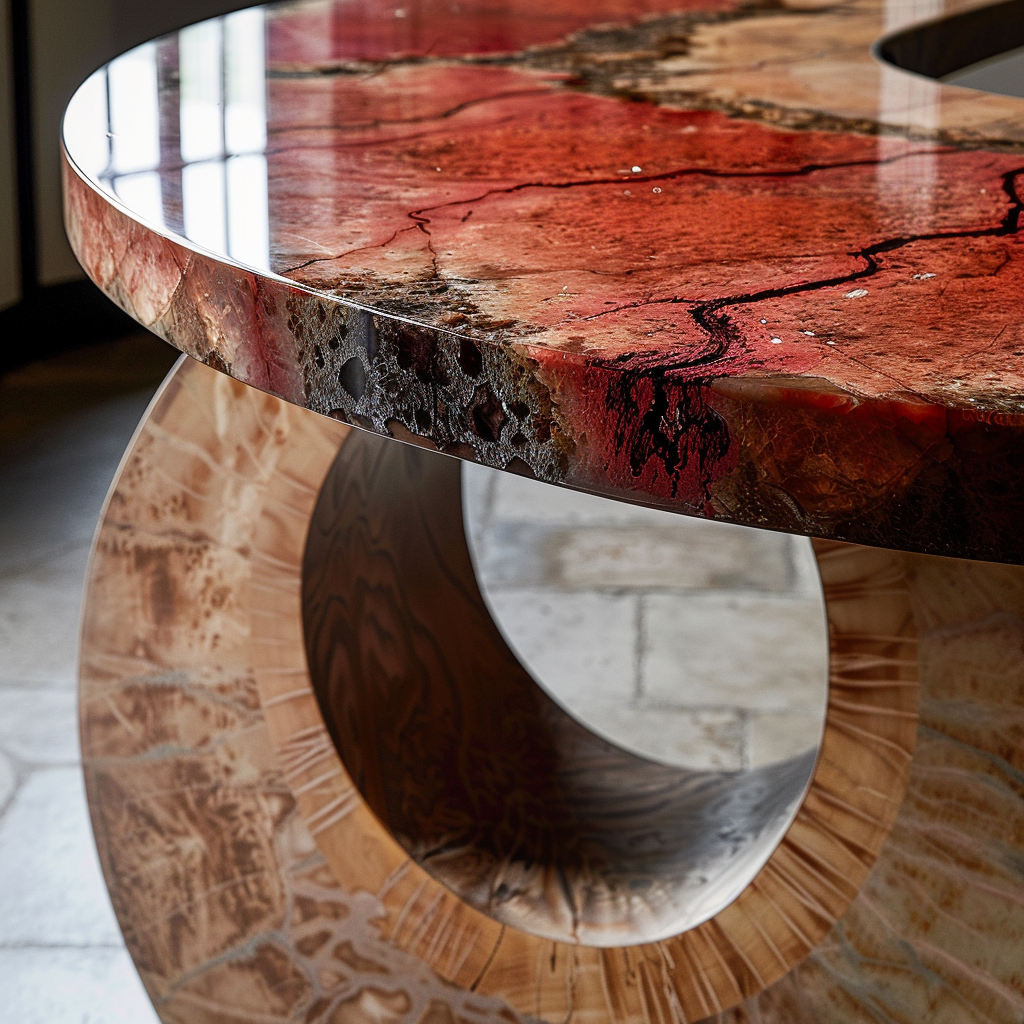 Contemporary Ruby Stone Table Design