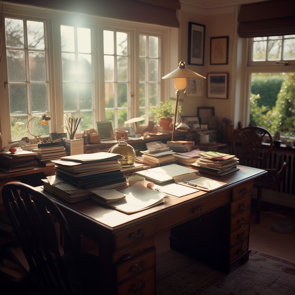 Productive home office with countryside view