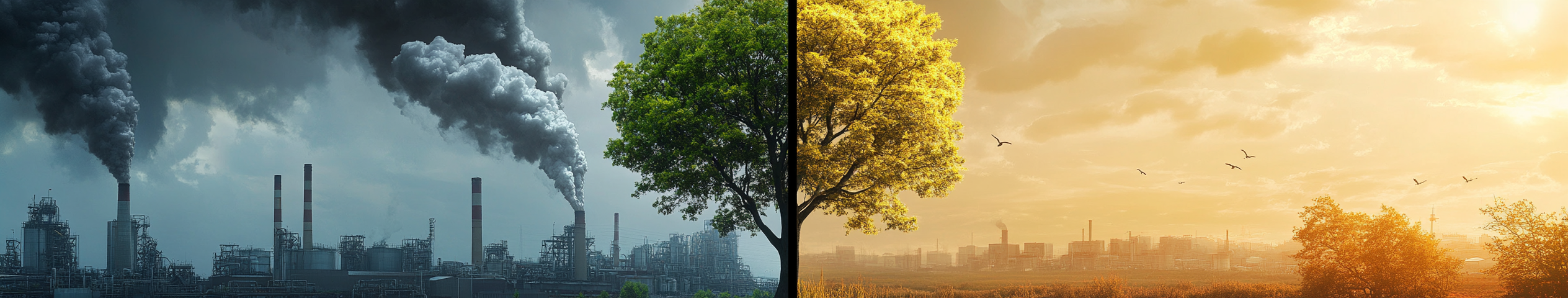 Industrial vs Nature Tree Transformation Image