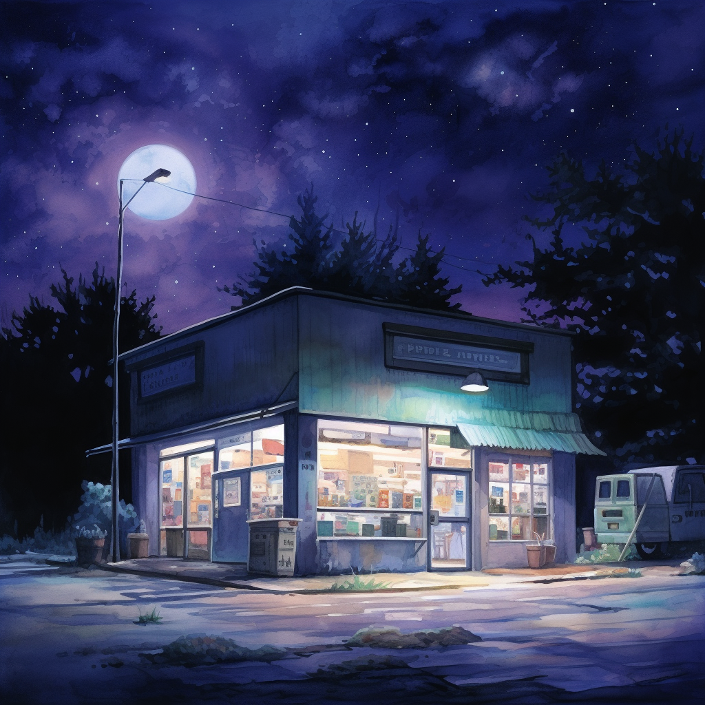 Lonely Convenience Store at Night