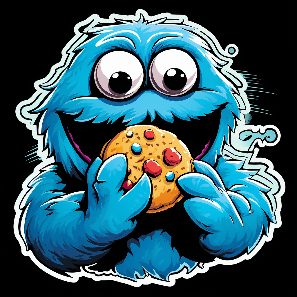 Cookie Monster enjoying delicious cookies