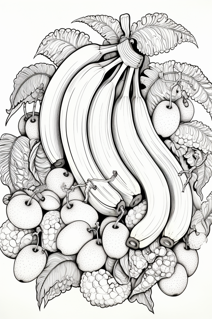 Colorful Banana Coloring Page for Children