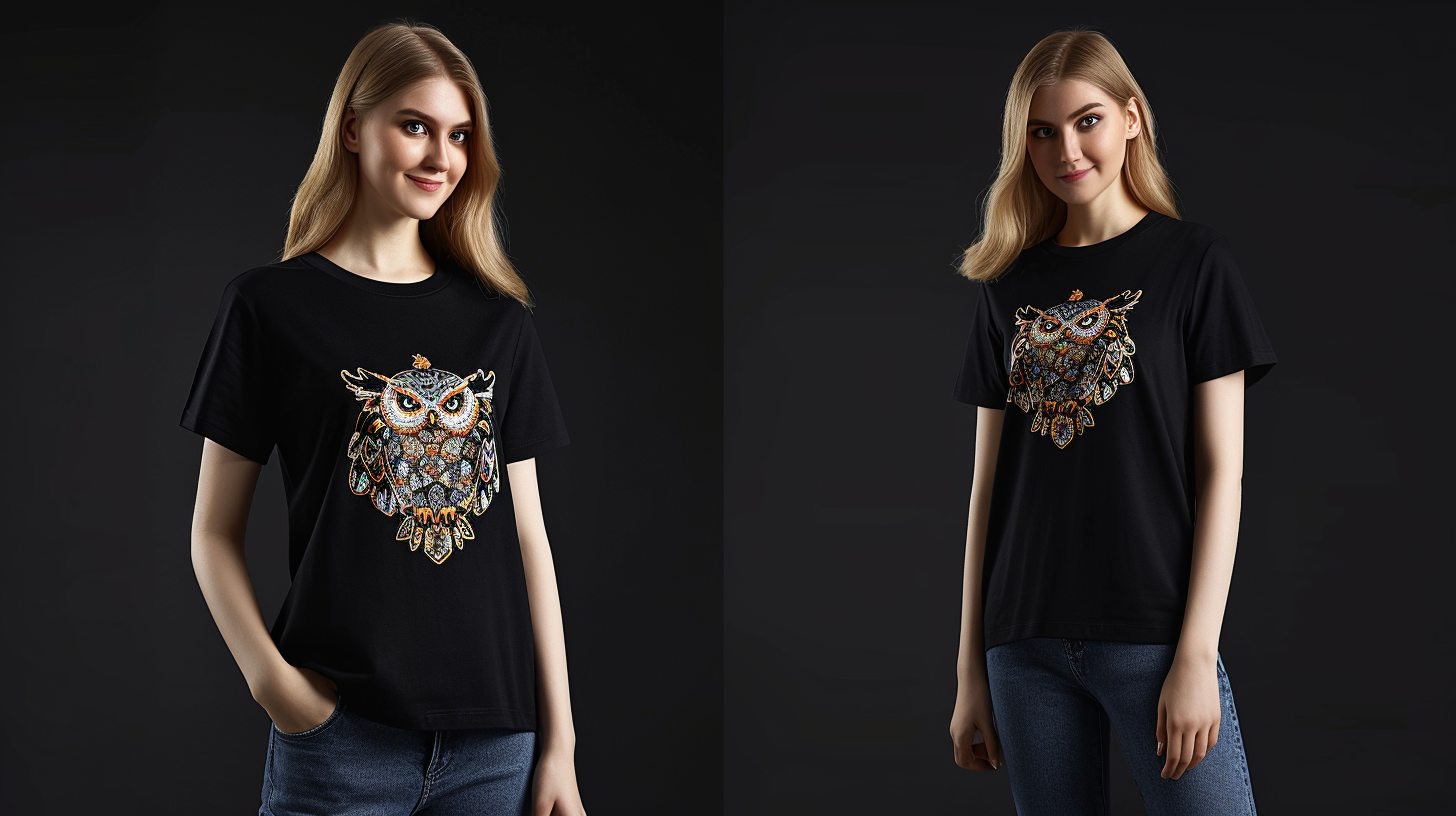 Stylish Gen-Z Supermodel in Owl Graphic T-Shirt