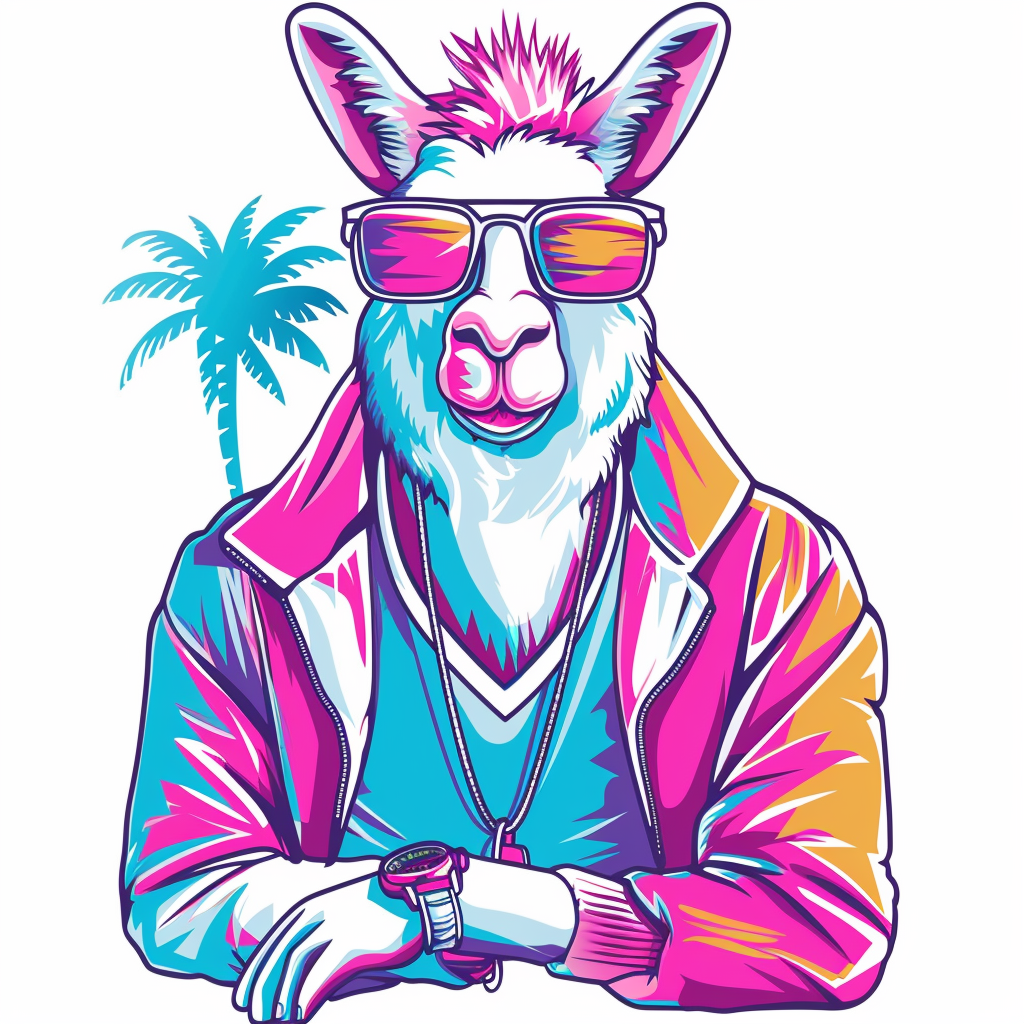 Cool llama in cartoon style