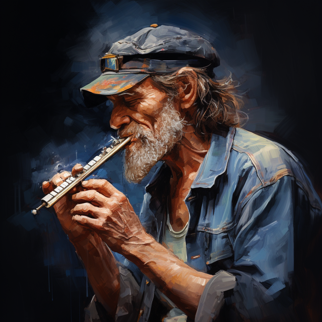 Cool Man Playing Harmonica Picture