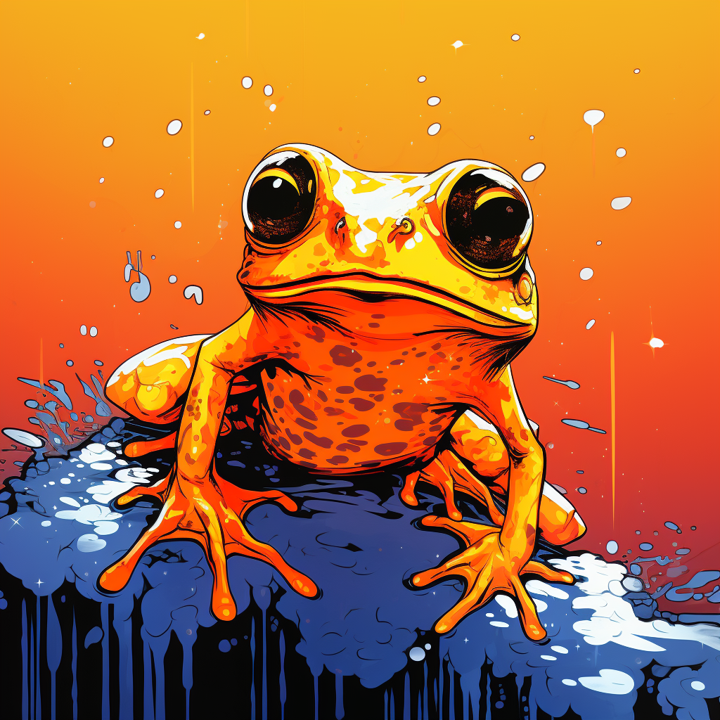 Colorful anime-style orange frog