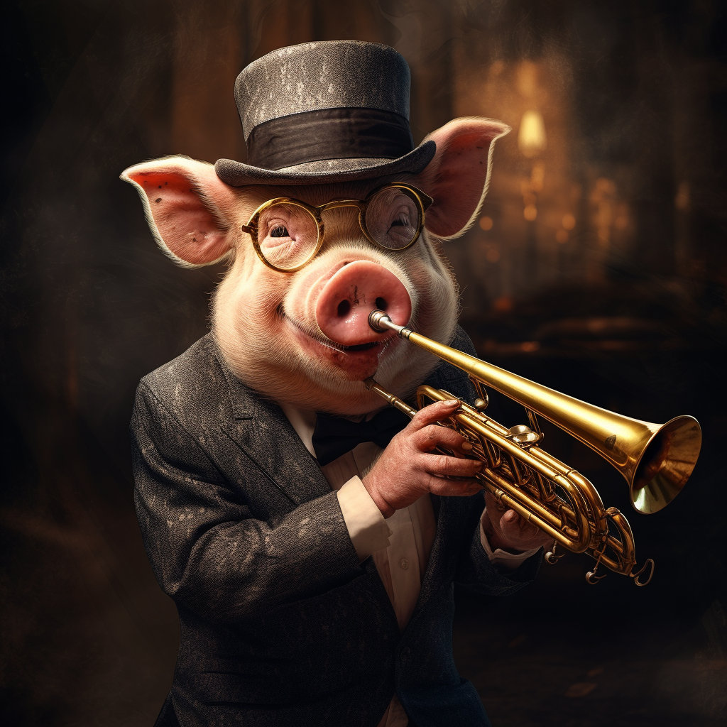 Cool pig playing trumpet