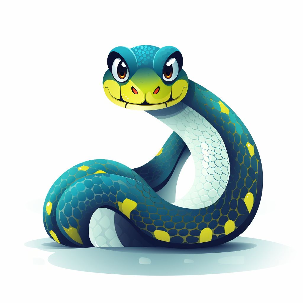 Cute snake cartoon on white background