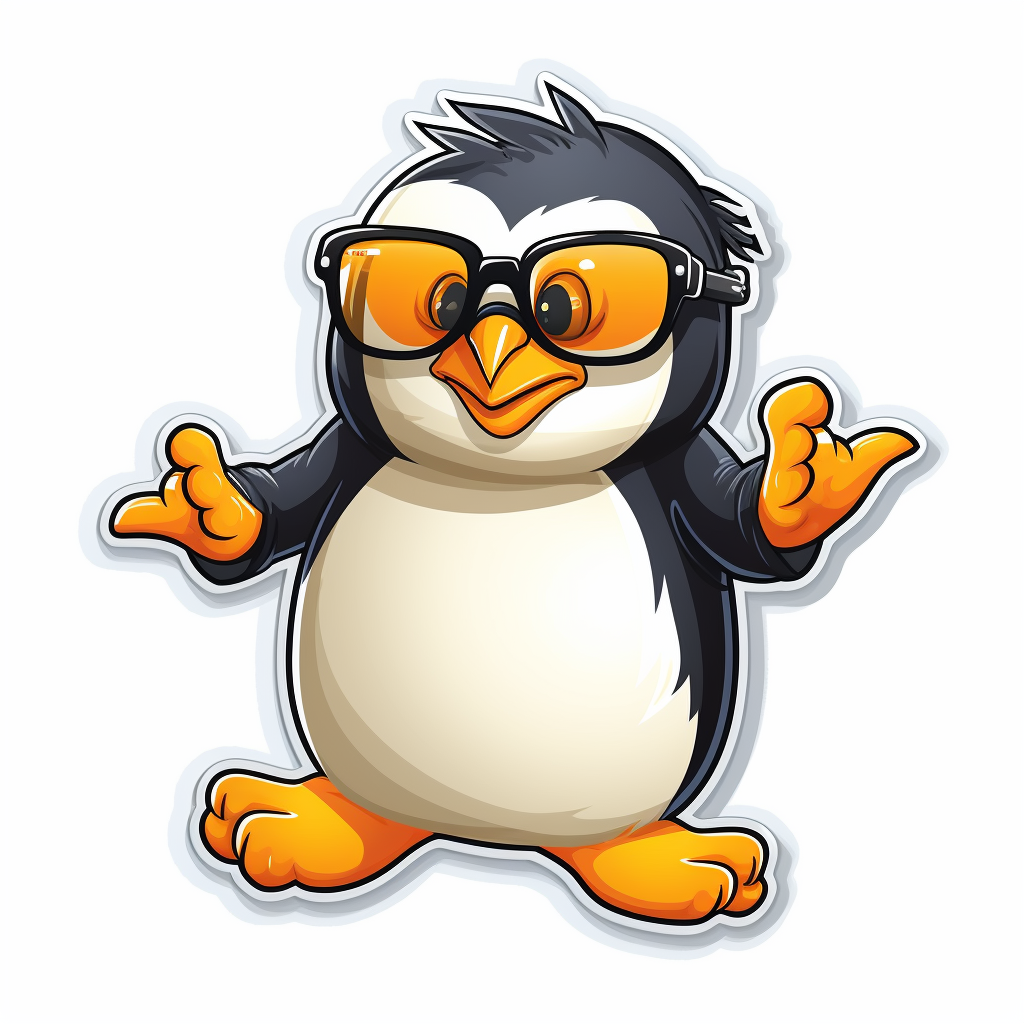 Cartoon penguin dap dancing with sunglasses