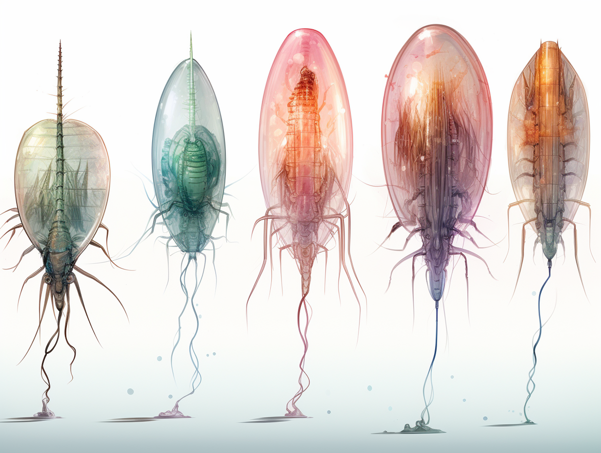 Different Species of Copepods Illustration