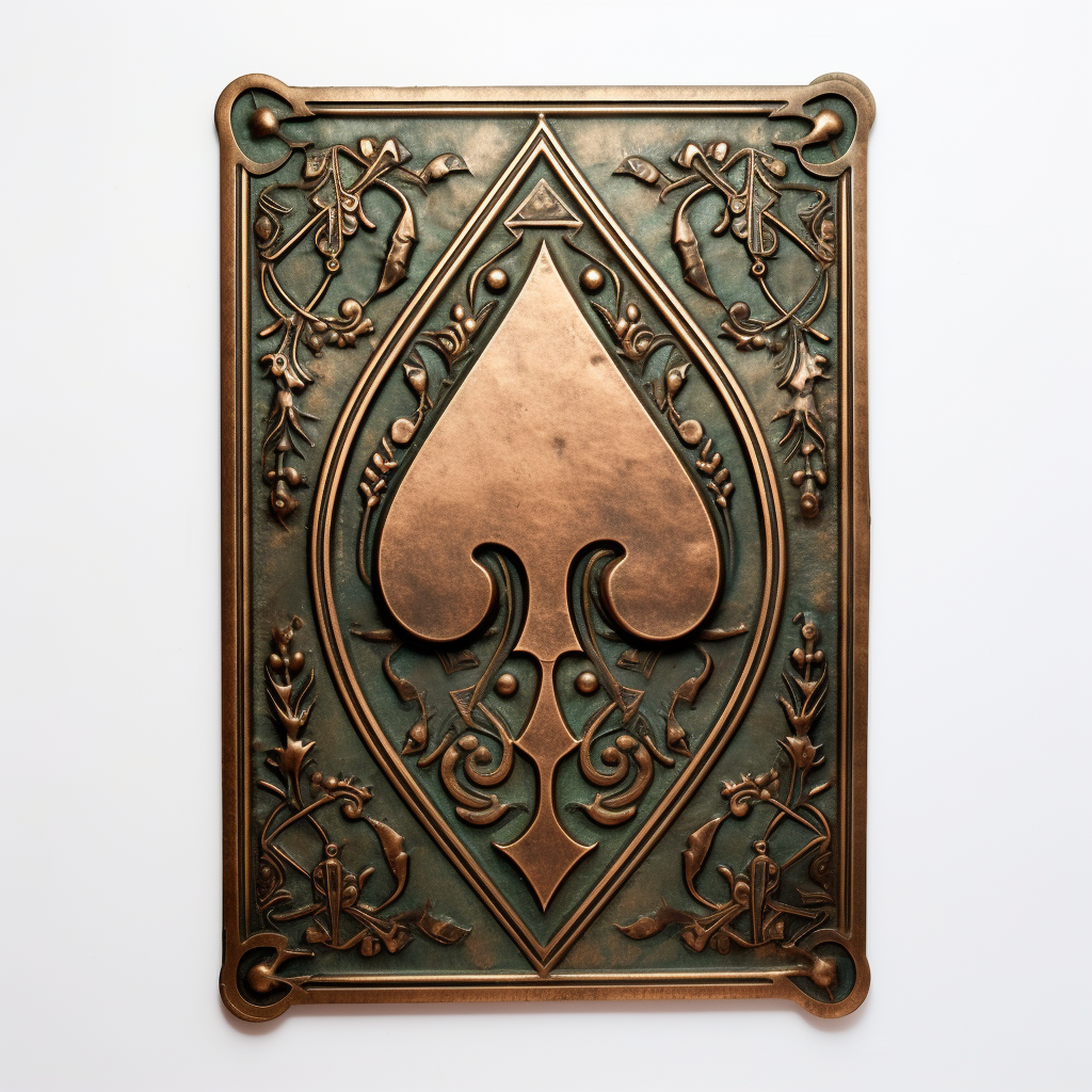 Copper Metal Sculpture of Playing Cards - Jack of Spades