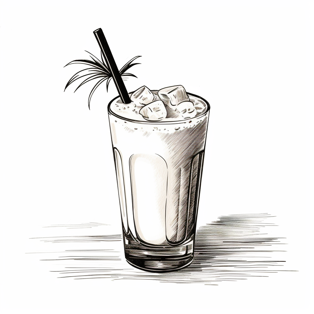 Hand-drawn coquito drink sketch