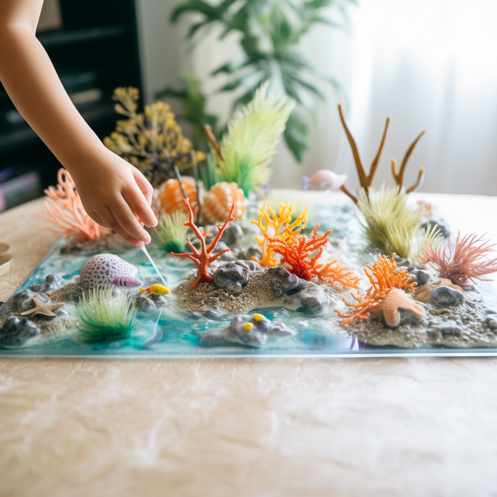 Kids exploring coral reef and sea grass