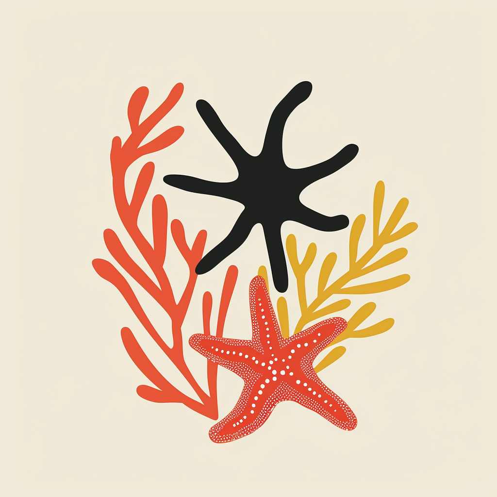 Cartoon logo coral starfish art