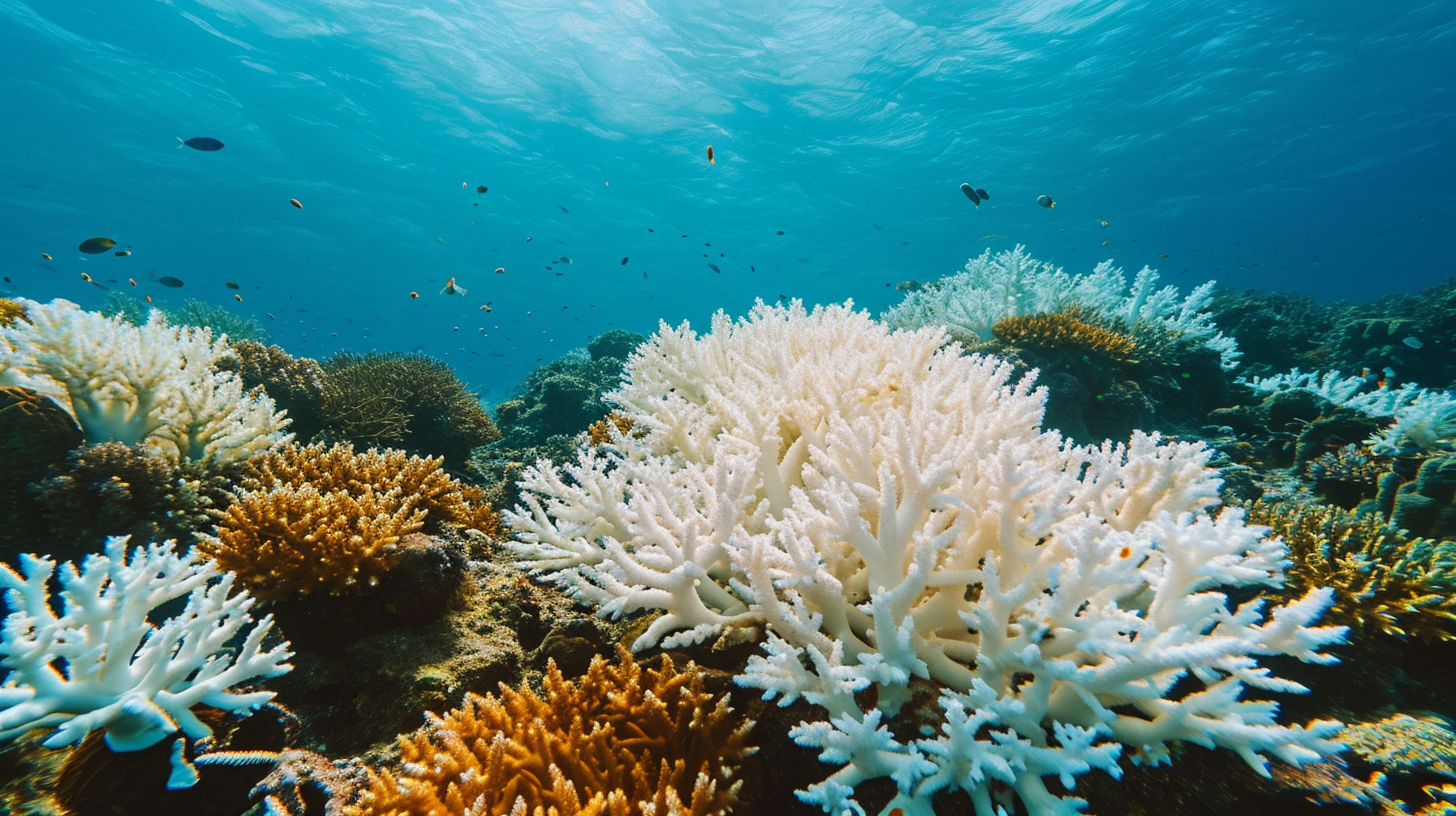 Illustration showing coral bleaching phenomenon