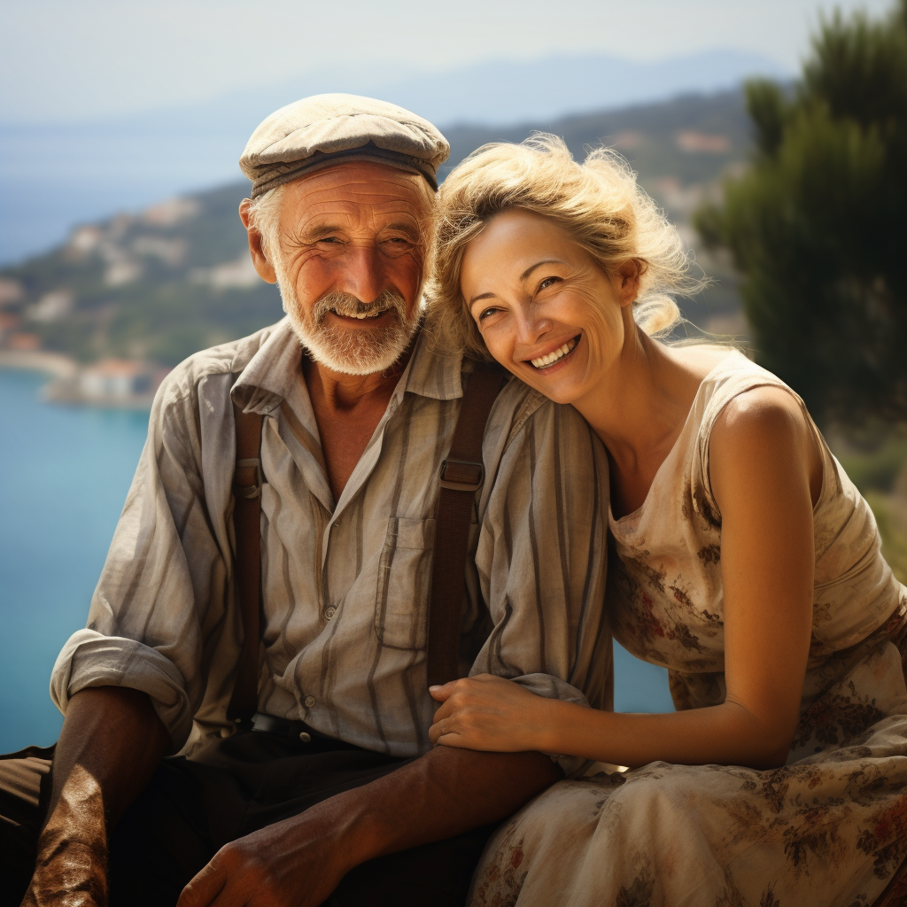 Couple enjoying picturesque Corfu Island