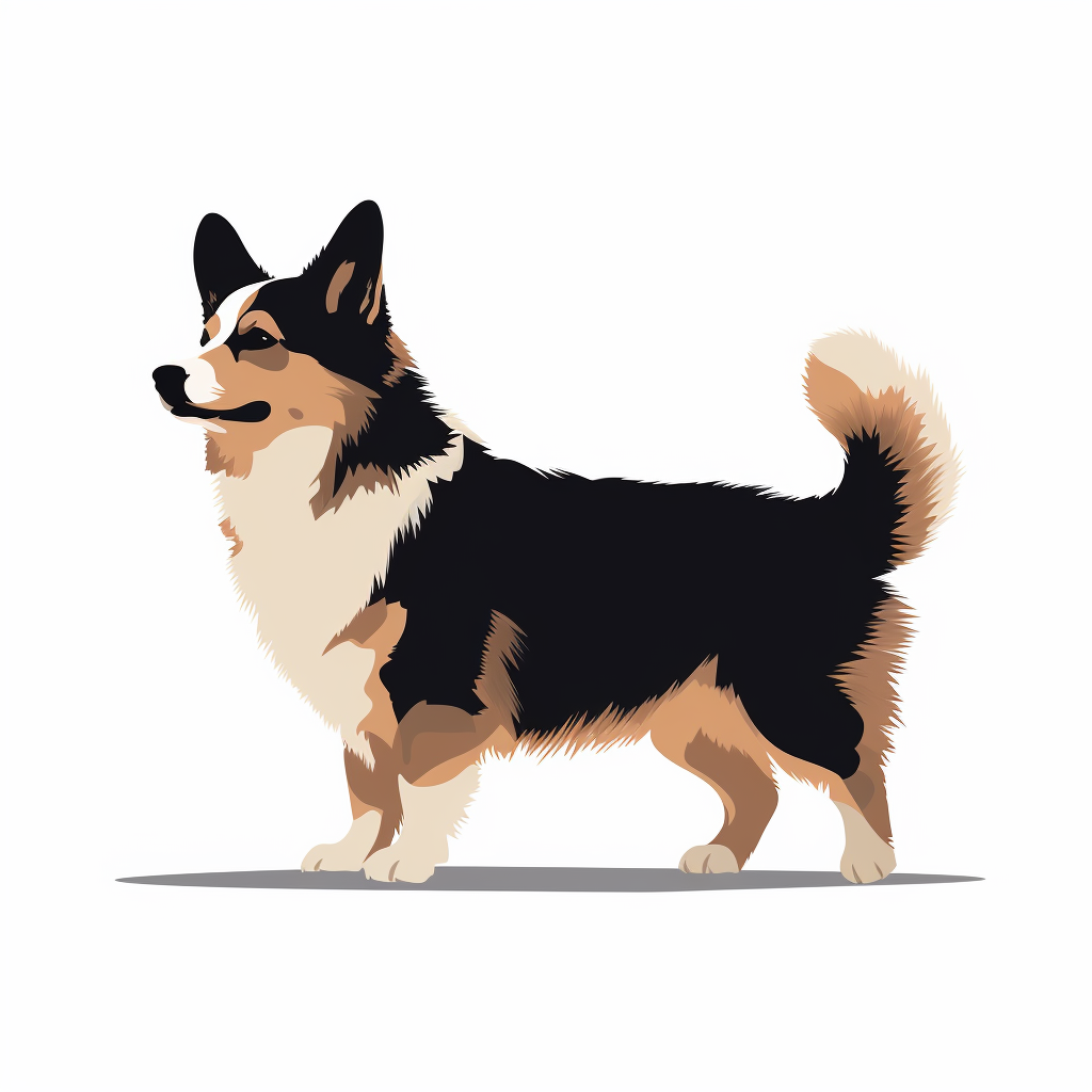 Corgi silhouette on white background