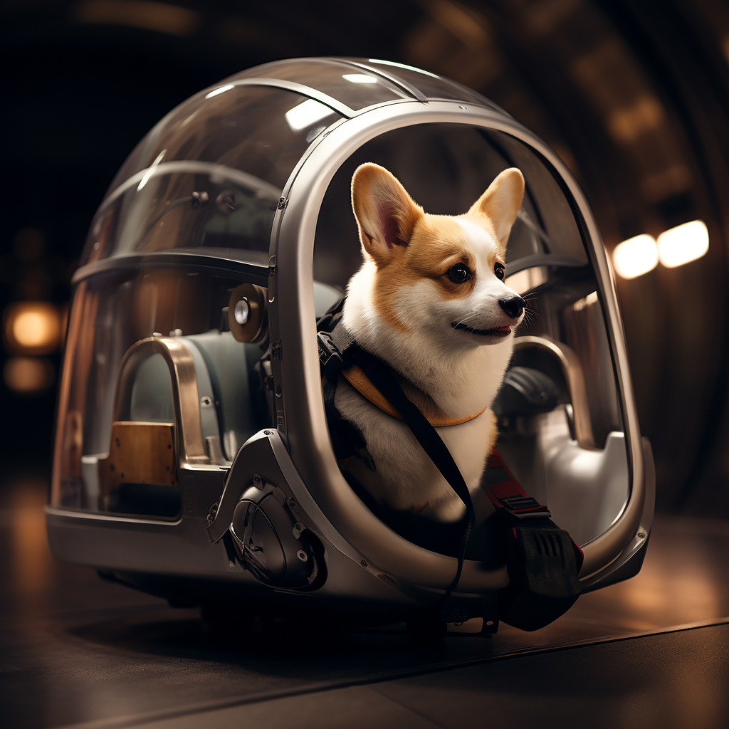 Corgi in Teleportation Machine Going to LAX