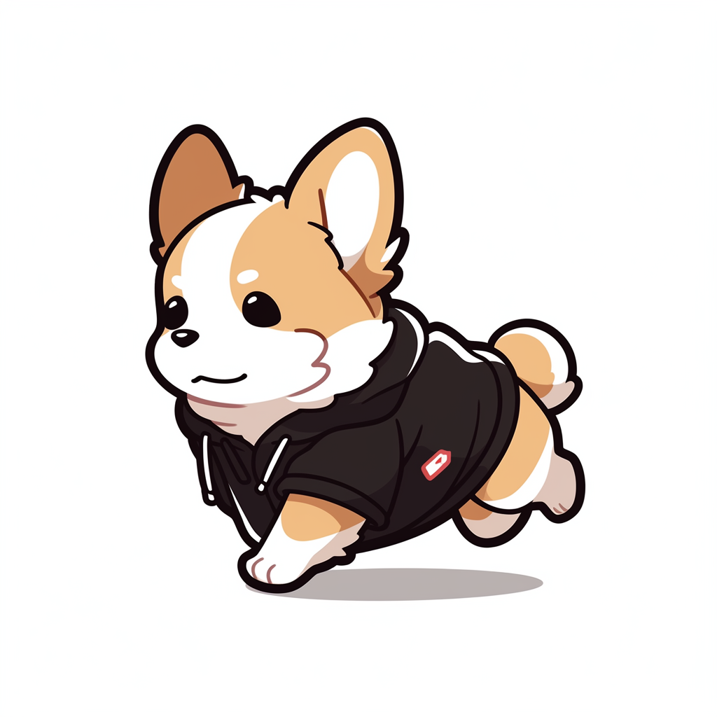 Cute Corgi Running Cartoon Sticker