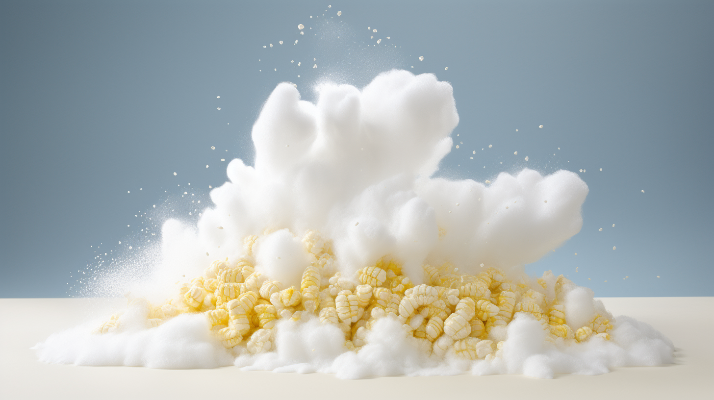 White background with corn foam explosion