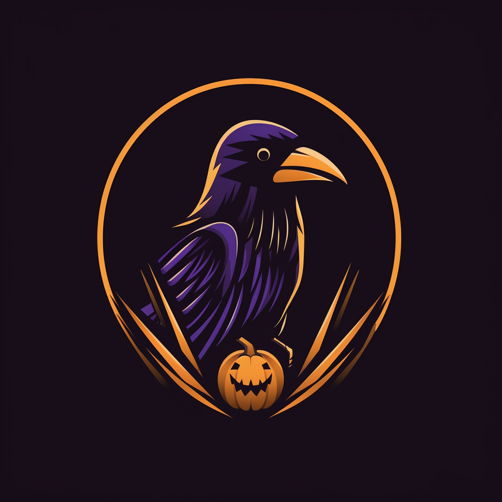 Cute crow and corncob on dark purple background