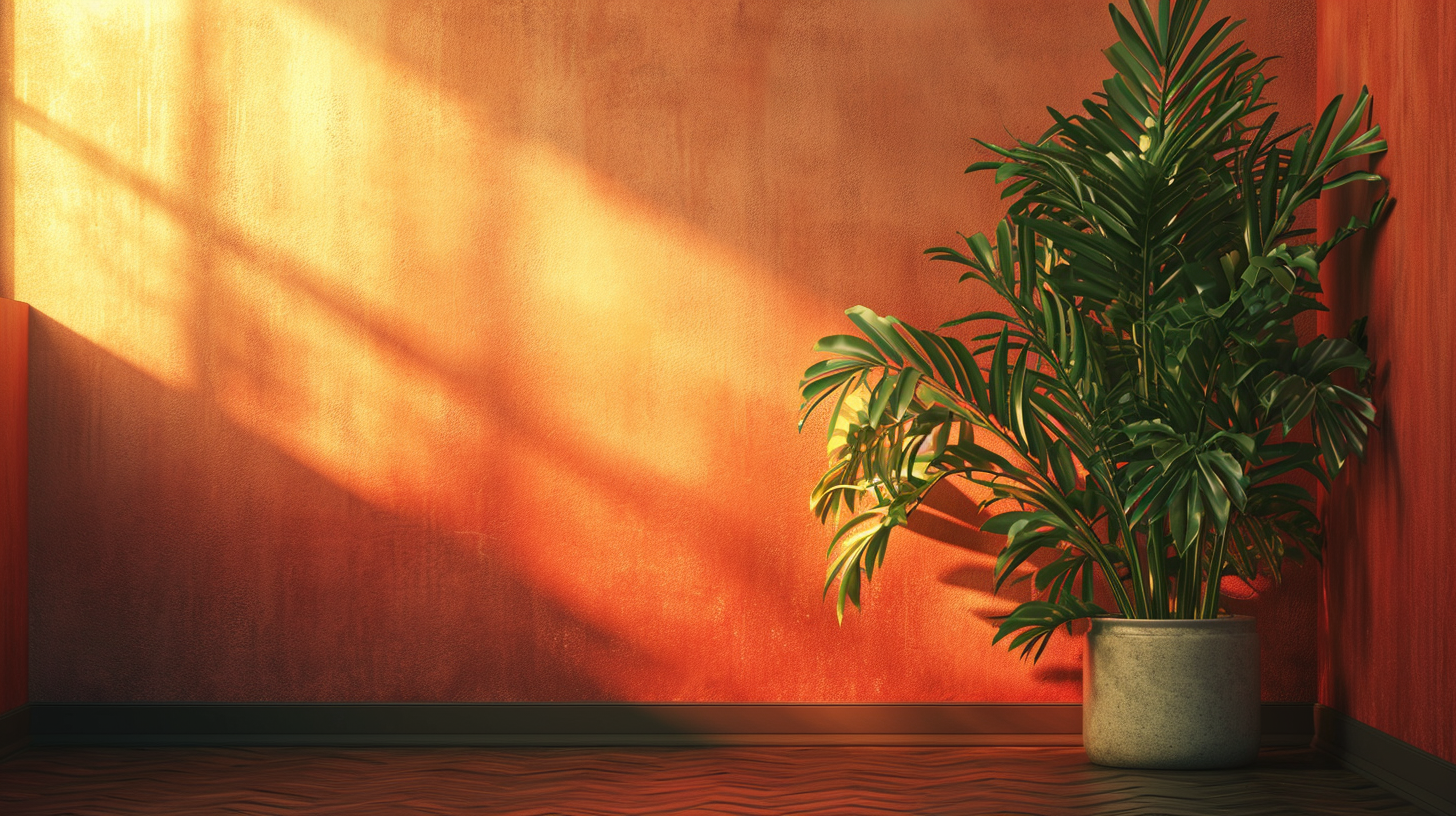 Study Corner with Blank Wall and Plants