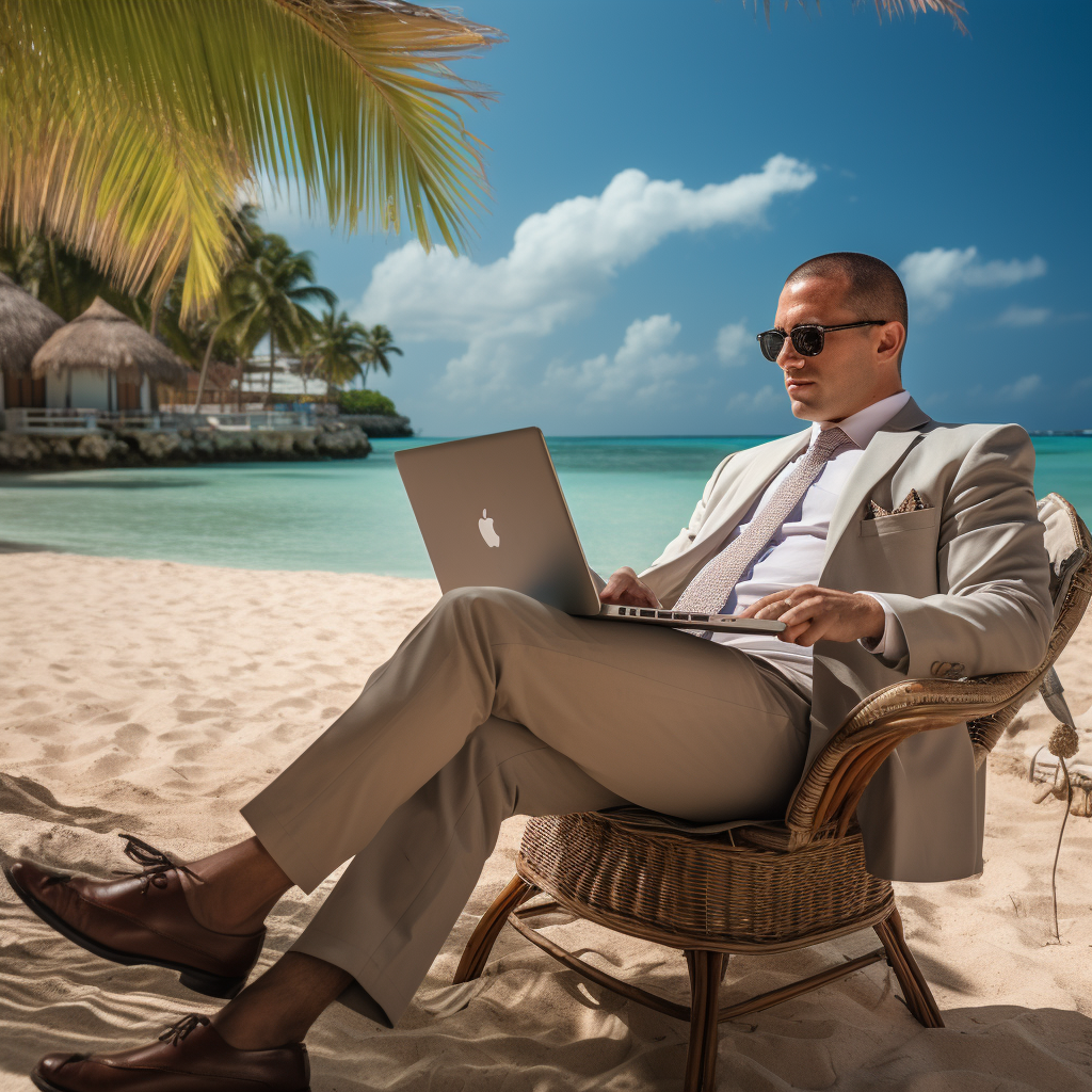 Corporate Executive enjoying vacation in Caribbean