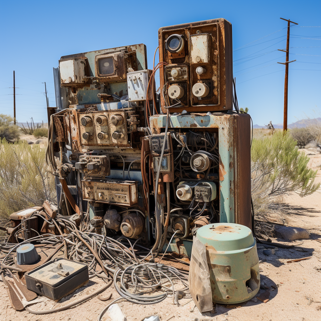 Corroded electrical equipment in the desert