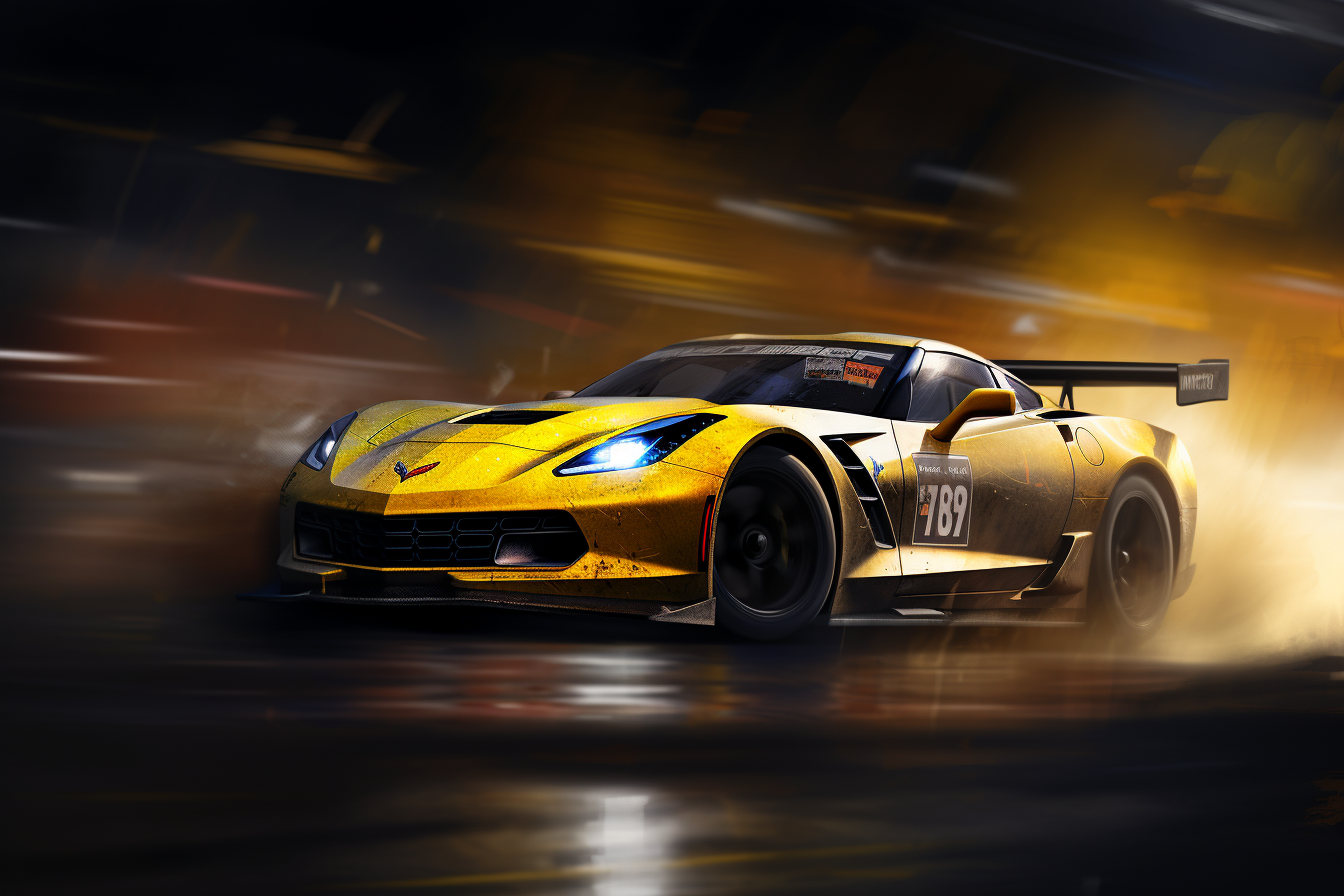 Corvette C7 racing with Number 22