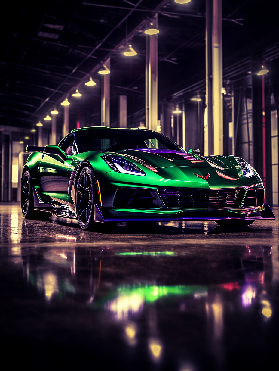 Corvette C7 ZR1 in green and purple