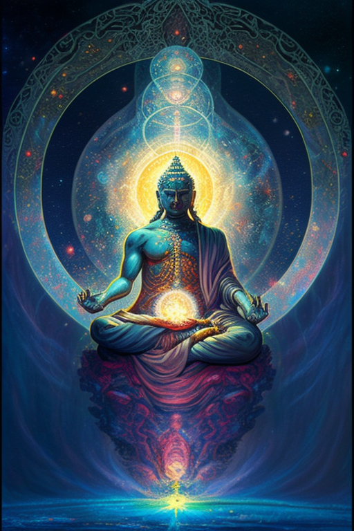 Cosmic Buddha Seated On Lotus Image