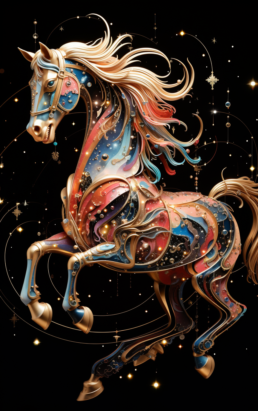 Ethereal horse on cosmic carousel