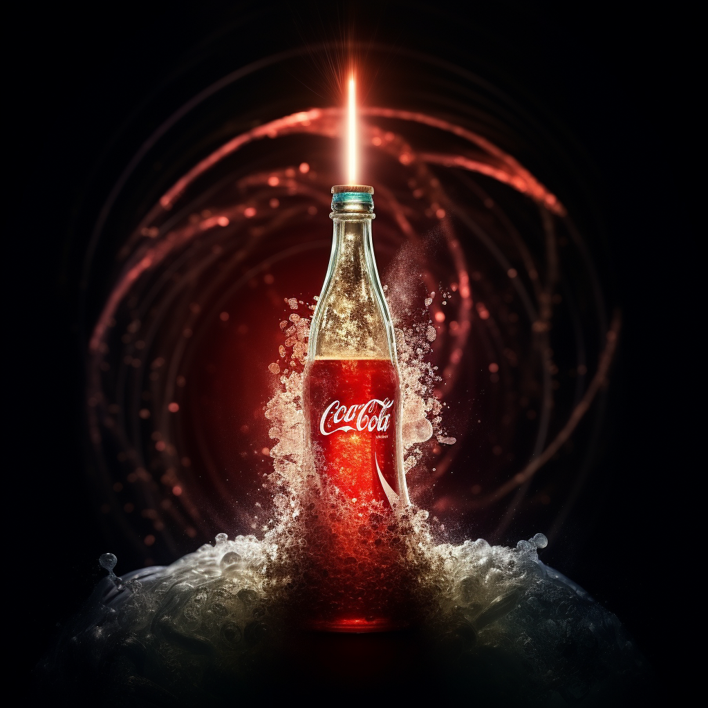 Coca-Cola bottle spraying cosmic energy